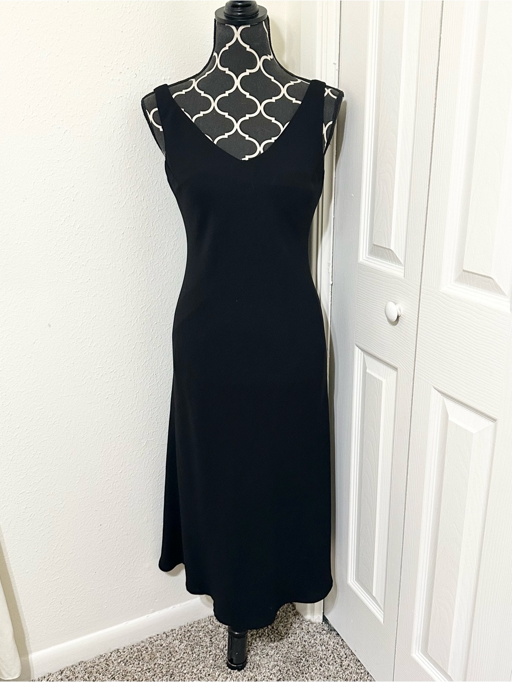 Vintage 90s Jones New York Black Midi  Dress